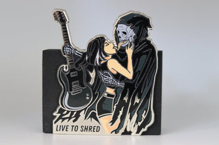 Death Kiss - Glitter on Black Variant  3 x 2.5 inch Hard Enamel Jewelry Grade Pin Colors: Glitter on Black,Black, Grey, Bone, Light Skin, Tone Skin