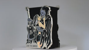 Death Kiss - Glitter on Black Variant  3 x 2.5 inch Hard Enamel Jewelry Grade Pin Colors: Glitter on Black,Black, Grey, Bone, Light Skin, Tone Skin