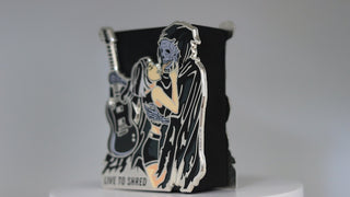 Death Kiss - Glitter on Black Variant  3 x 2.5 inch Hard Enamel Jewelry Grade Pin Colors: Glitter on Black,Black, Grey, Bone, Light Skin, Tone Skin